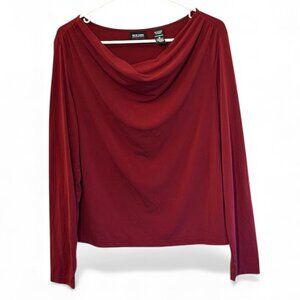 New York & Company Burgundy Long-Sleeved Top